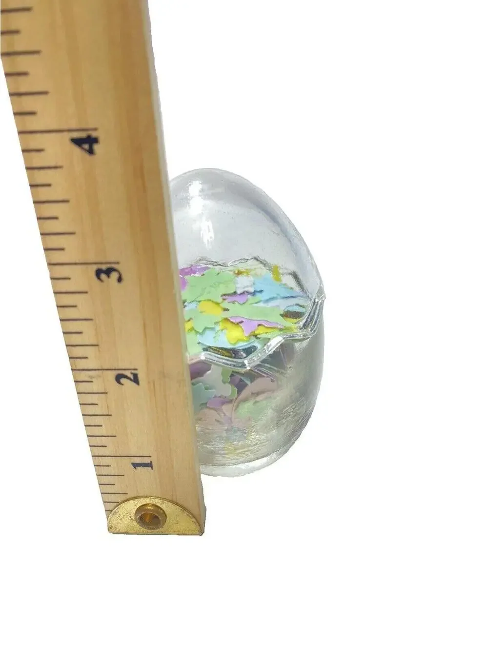 Old Easter Glass Egg with Easter Confetti Vintage Holiday Decoration Collectible
